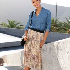 LASCANA Pleated Boho Midi Skirt 2